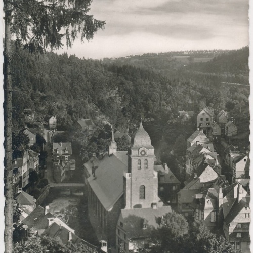 AK, Monschau / Montjoie, Eifel, Romantisches Städtchen an der Rur (S540)