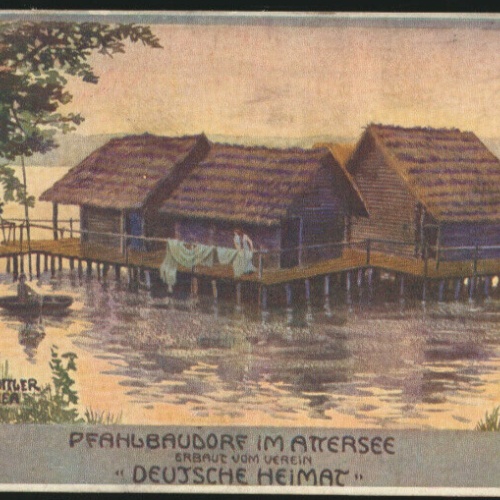 AK vom Pfahlbautendorf im Attersee Oberösterreich (4185)