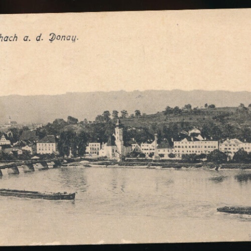 AK aus Aschach a.d. Donau bau einer Brücke Oberösterreich (4919)