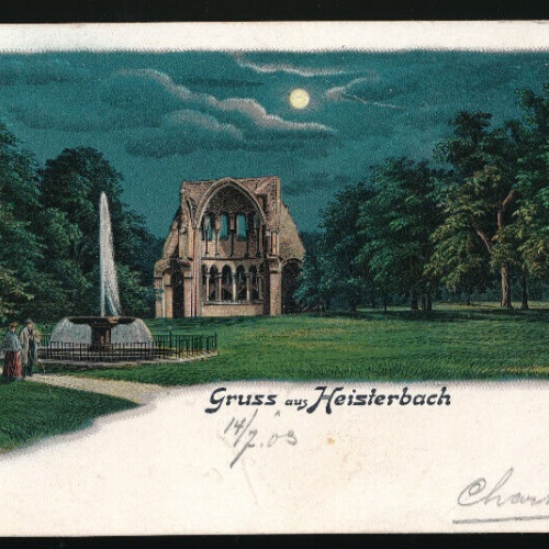 Mondschein - Litho - Karte gruss aus Heisterbach N.R.W (4514)