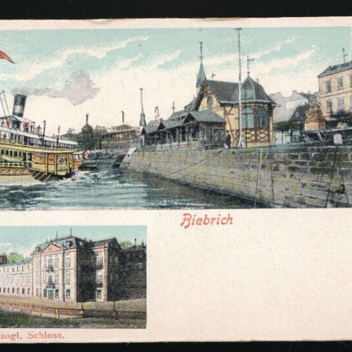 Litho - Karte aus Biebrich mit Dampfer Hessen (4512)