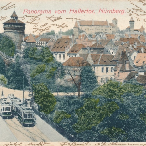 AK, Panorama vom Hallertor, Nürnberg, Bayern (S755)