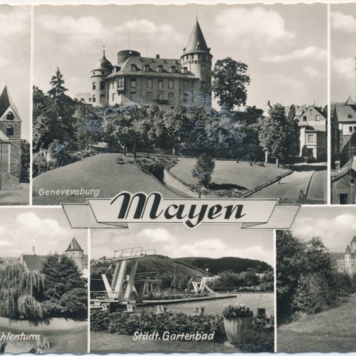 AK, Mayen, Rheinland-Pfalz, Genovevaburg, Clemens-Kirche, Schloss (S525)