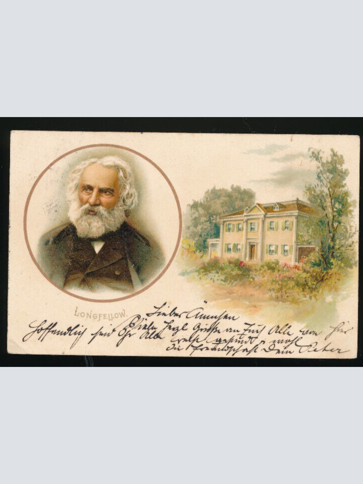 Litho - Karte Henry Wadsworth Longfellow Amerikanischer Schriftsteller (4880)