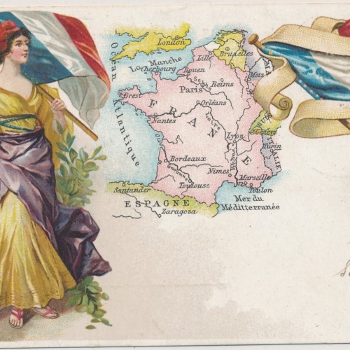 AK, Frankreich, Land Länder Ansicht Frau mit Flagge Ansichtskarte (S729)