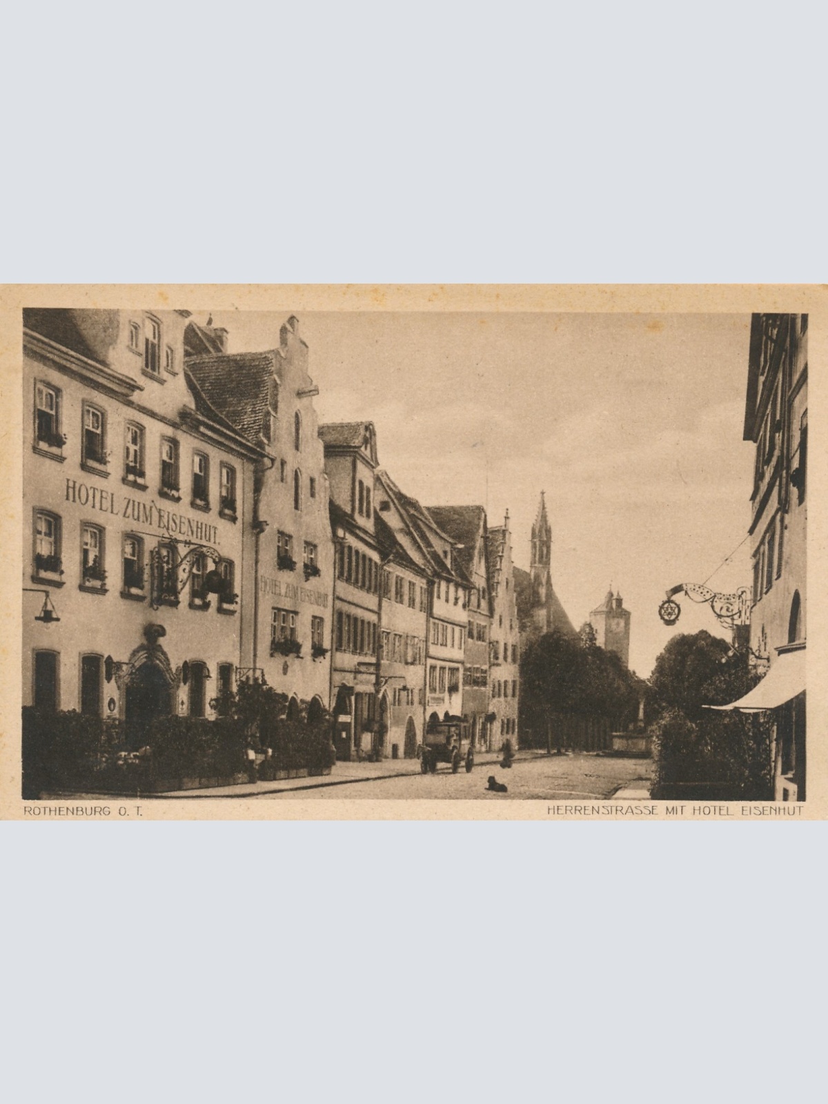AK, Rothenburg ob der Tauber, Herrenstraße mit Hotel Eisenhut, Bayern (S1002)