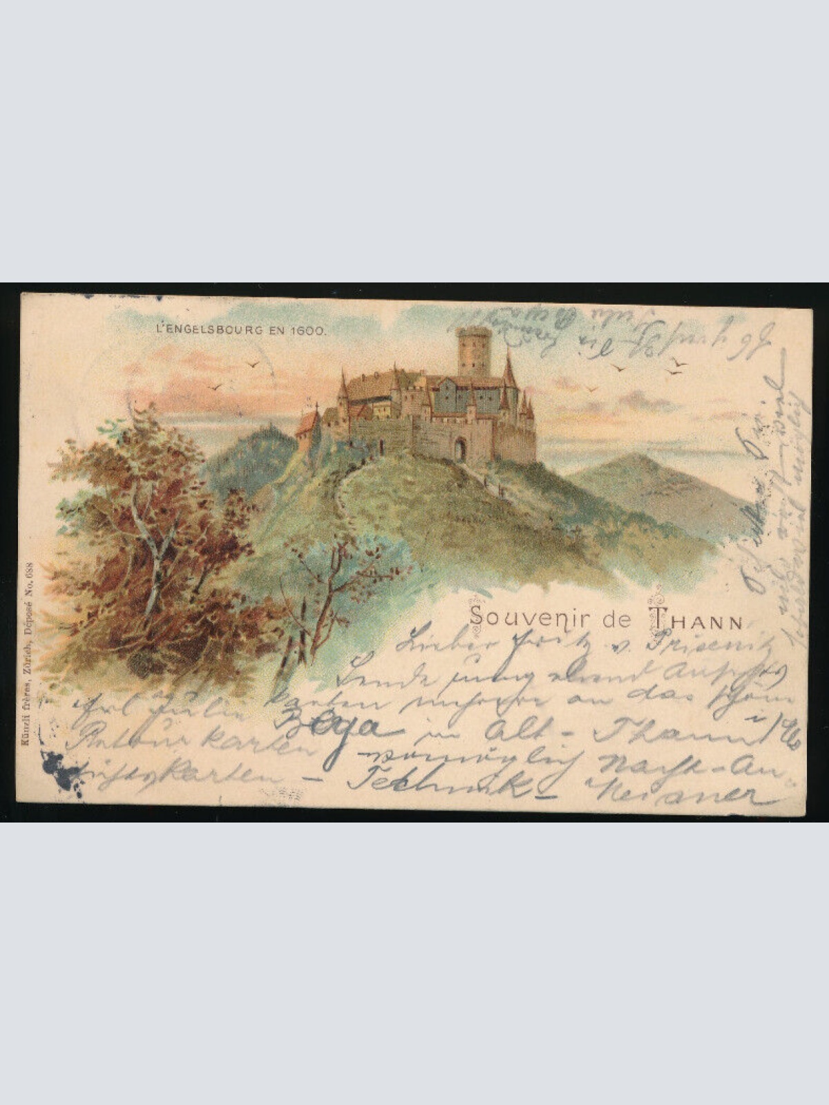 Litho - Karte Souvenir de Thann Frankreich (4962)