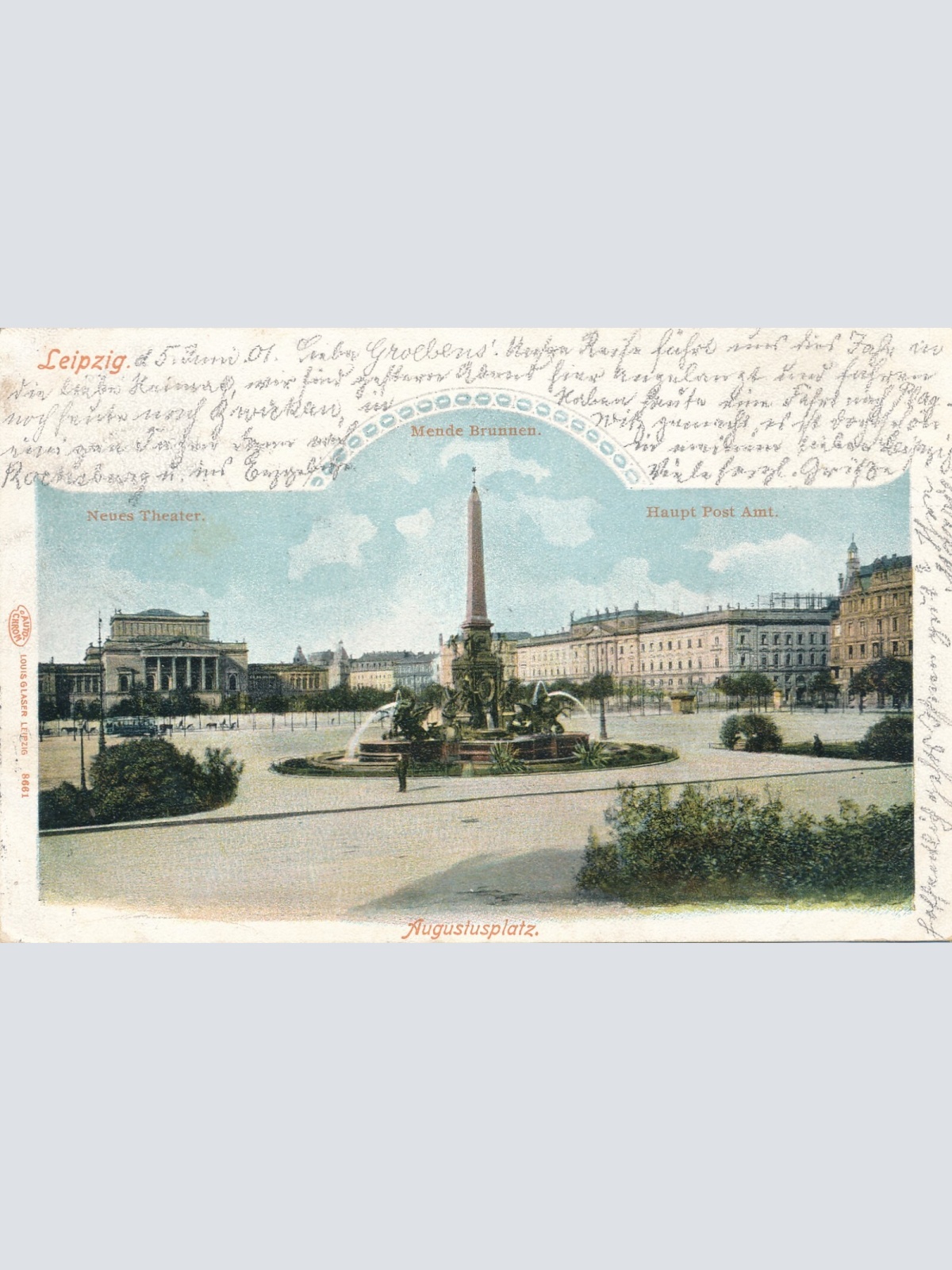 AK, Leipzig, Mende Brunnen, Neues Theater, Augustusplatz, Sachsen (S1016)