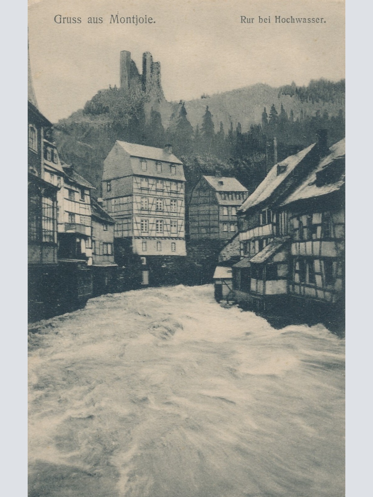 AK, Gruss aus Montjoie, Rur bei Hochwasser (S981)