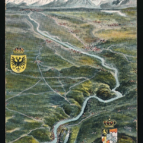 AK die Salzach aus der Vogelschau von Laufen bis Burghausen (4966)