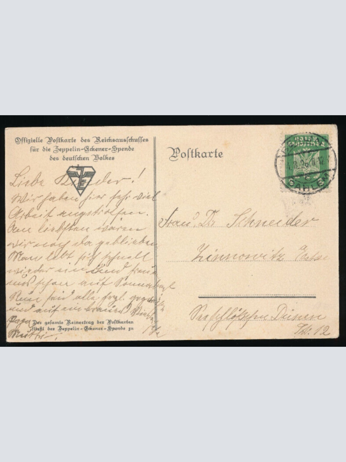 Künstler - Karte von Otto Amtsberg mit Luftschiff -  Deutscher Zeppelin (4613)