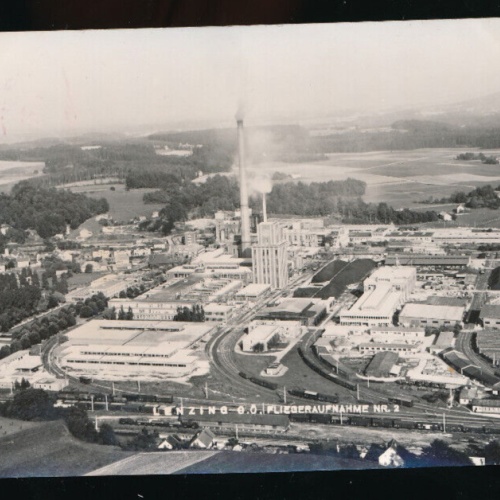 AK aus Lenzing mit Firma Lenzinger AG Fliegeraufnahme Nr.2 Oberösterreich (5228)