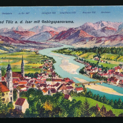 AK aus Bad Tölz a.d. Isar mit Gebirgspanorama Bayern (5439)