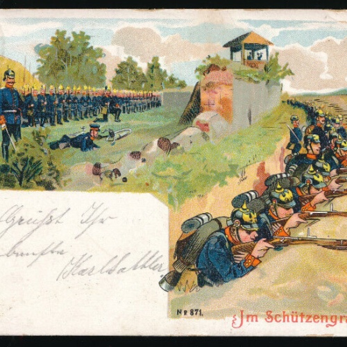 Litho - Karte Soldaten im Schützengraben (5445)