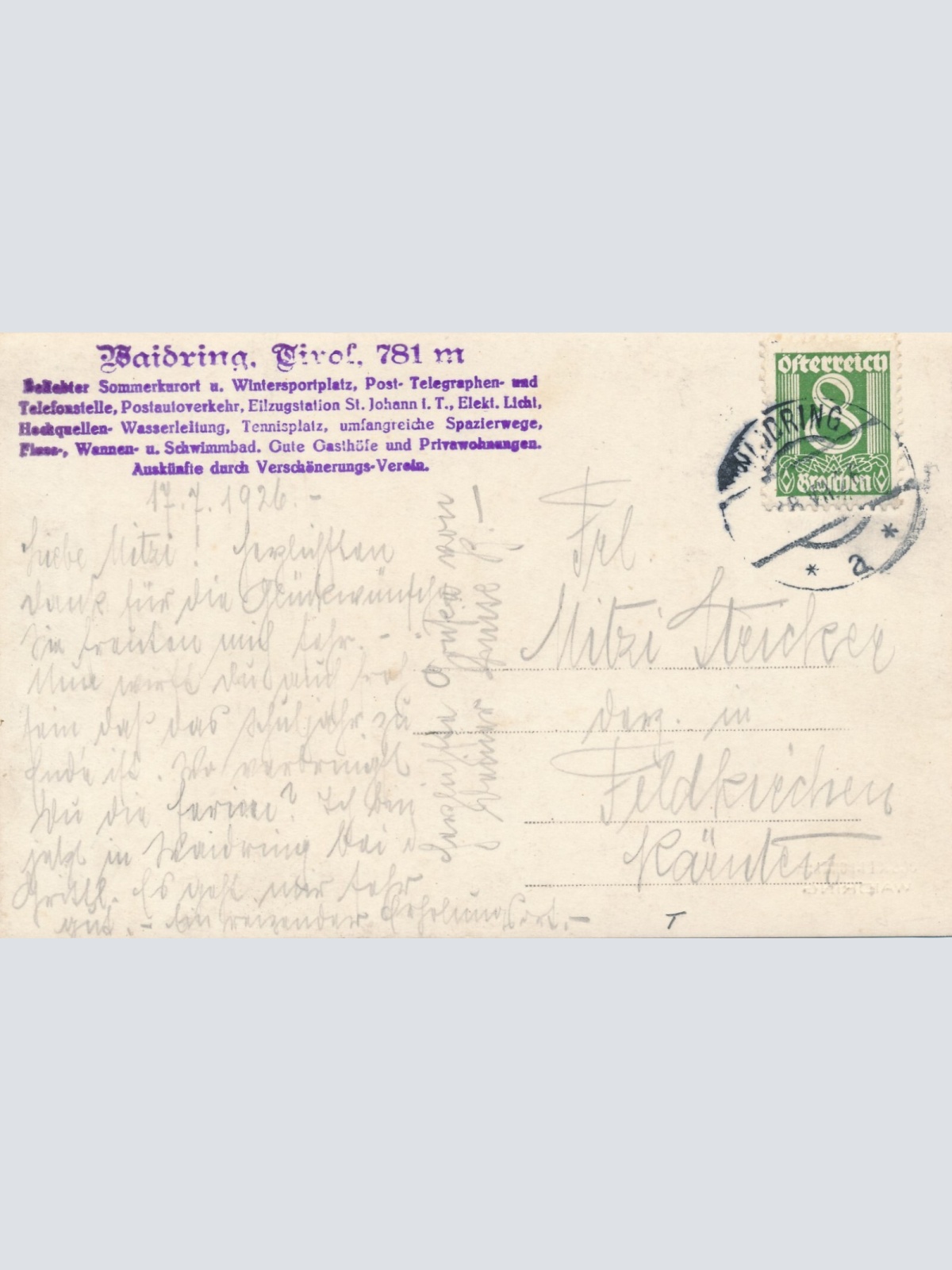 AK, Jos. Kienpointner, Waidring, Tirol (S1166)