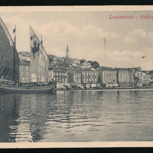 AK aus Lussinpiccolo Hafenpartie mit Schiff Kroatien (5143)