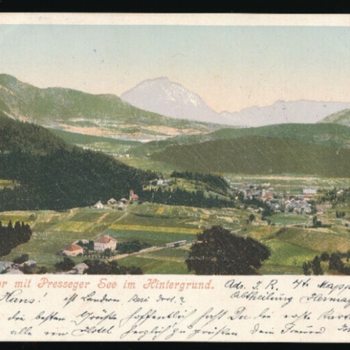 AK aus Hermagort mit Presseger See im Hintergrund Kärnten (5418)