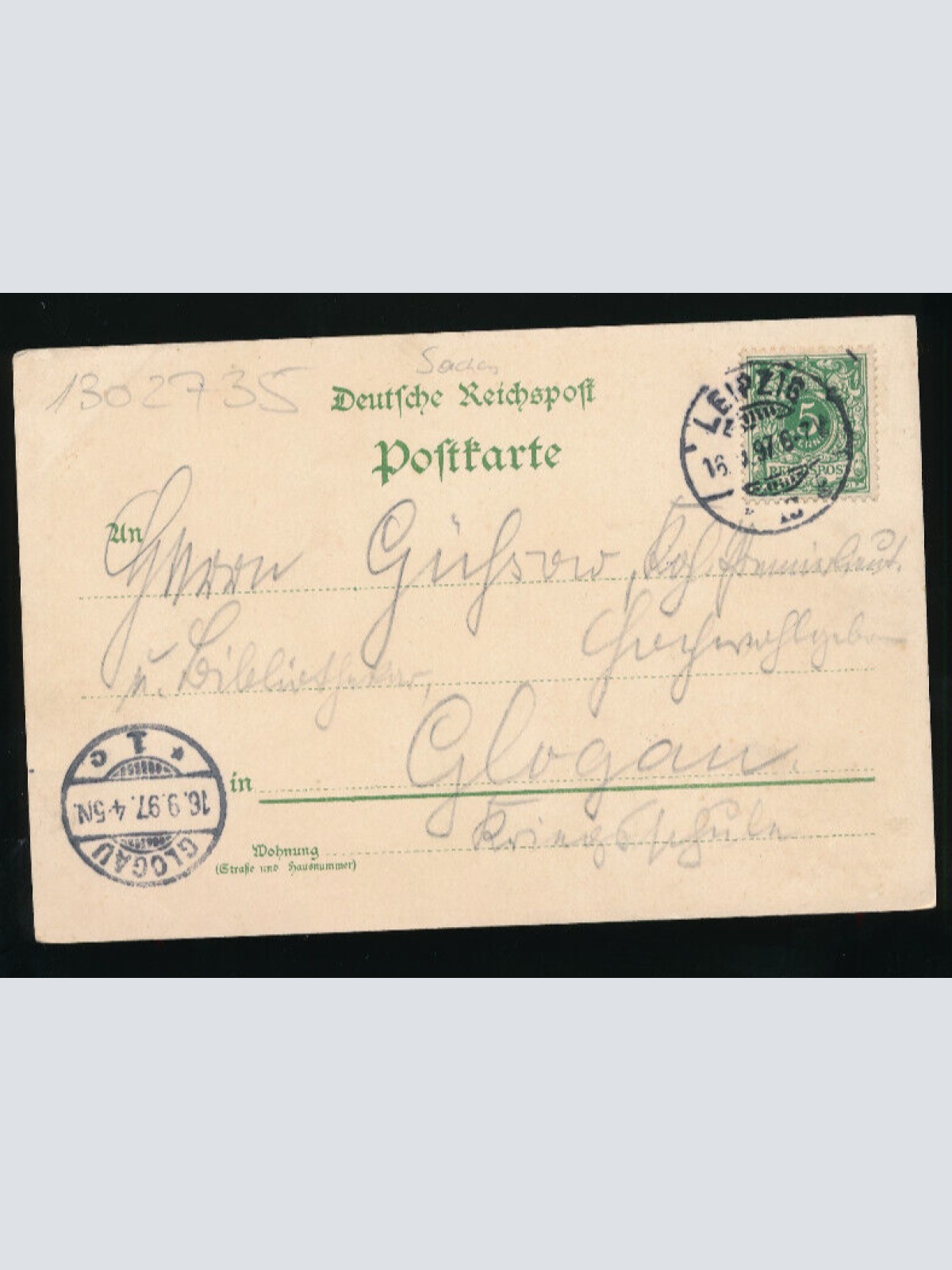 Litho - Karte vom Thüringer - Hof in Leipzig Sachsen (5427)