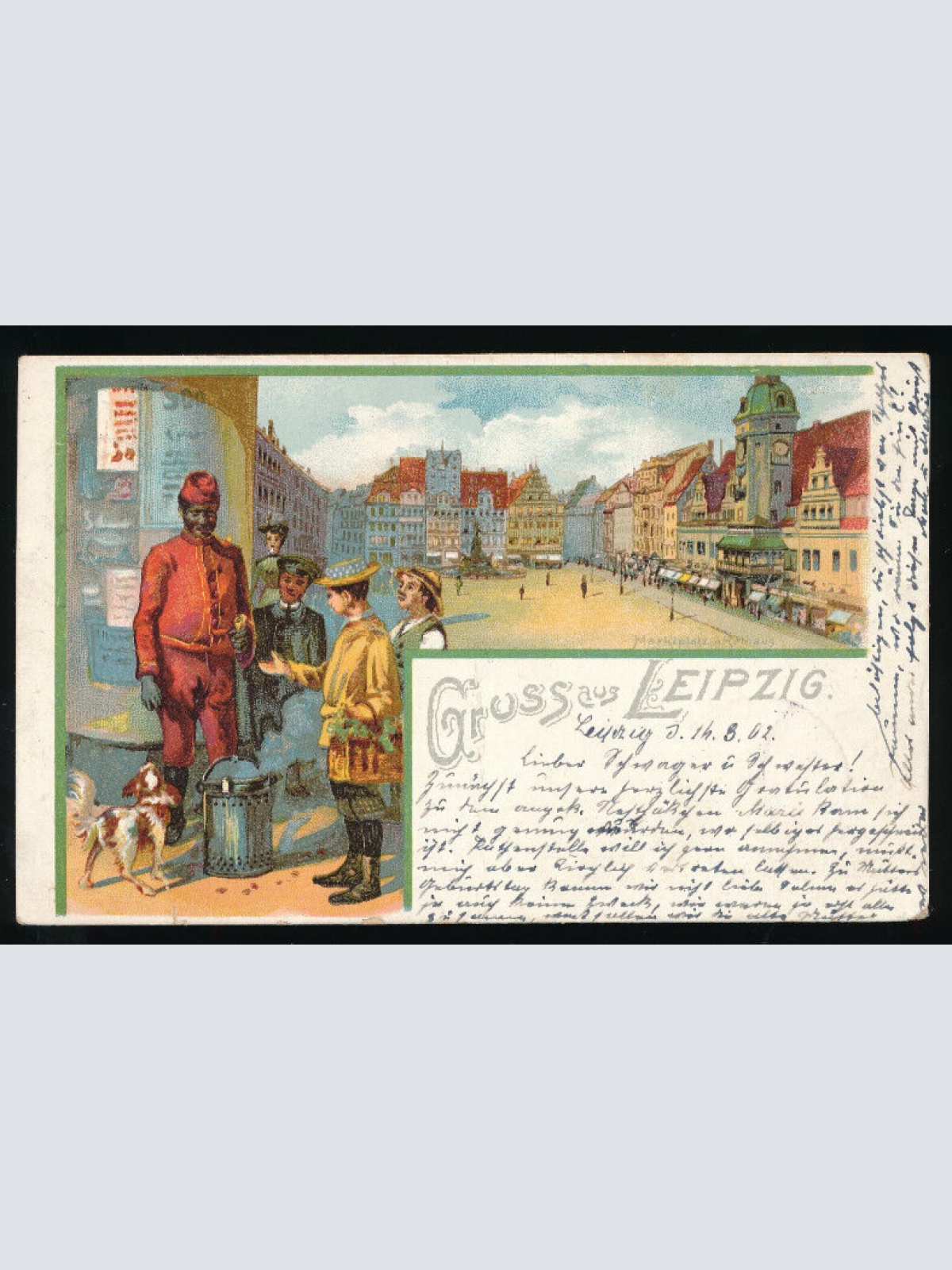 Litho - Karte aus Leipzig Sachsen (5428)