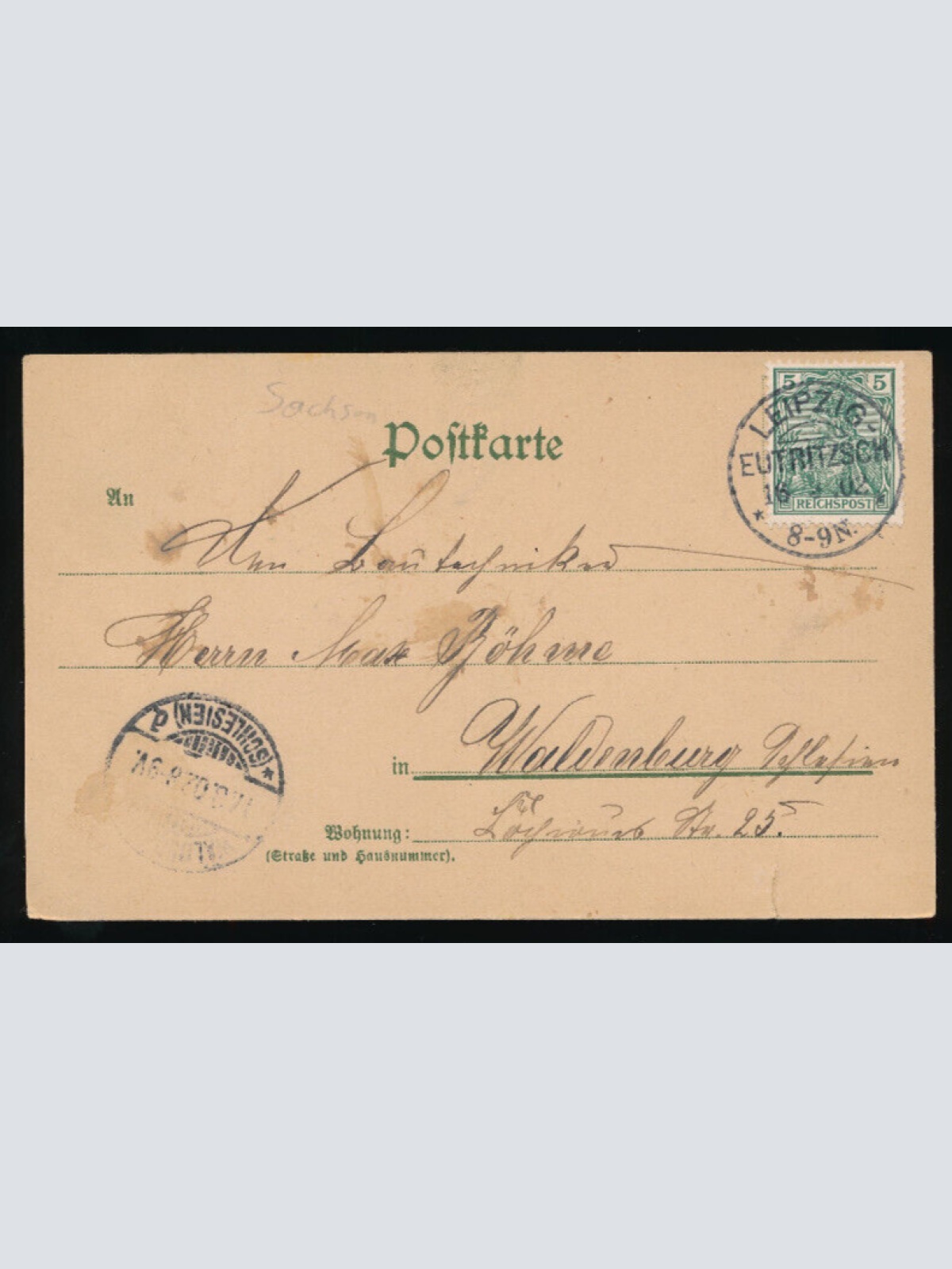 Litho - Karte aus Leipzig Sachsen (5428)