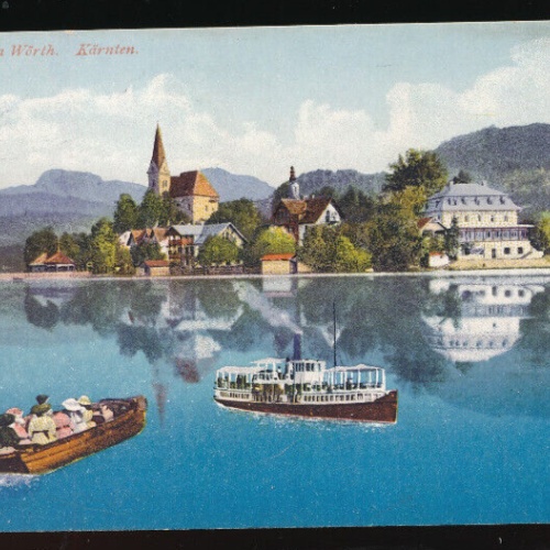 AK aus Maria Wörth mit Dampfer und Boot Kärnten (5517)