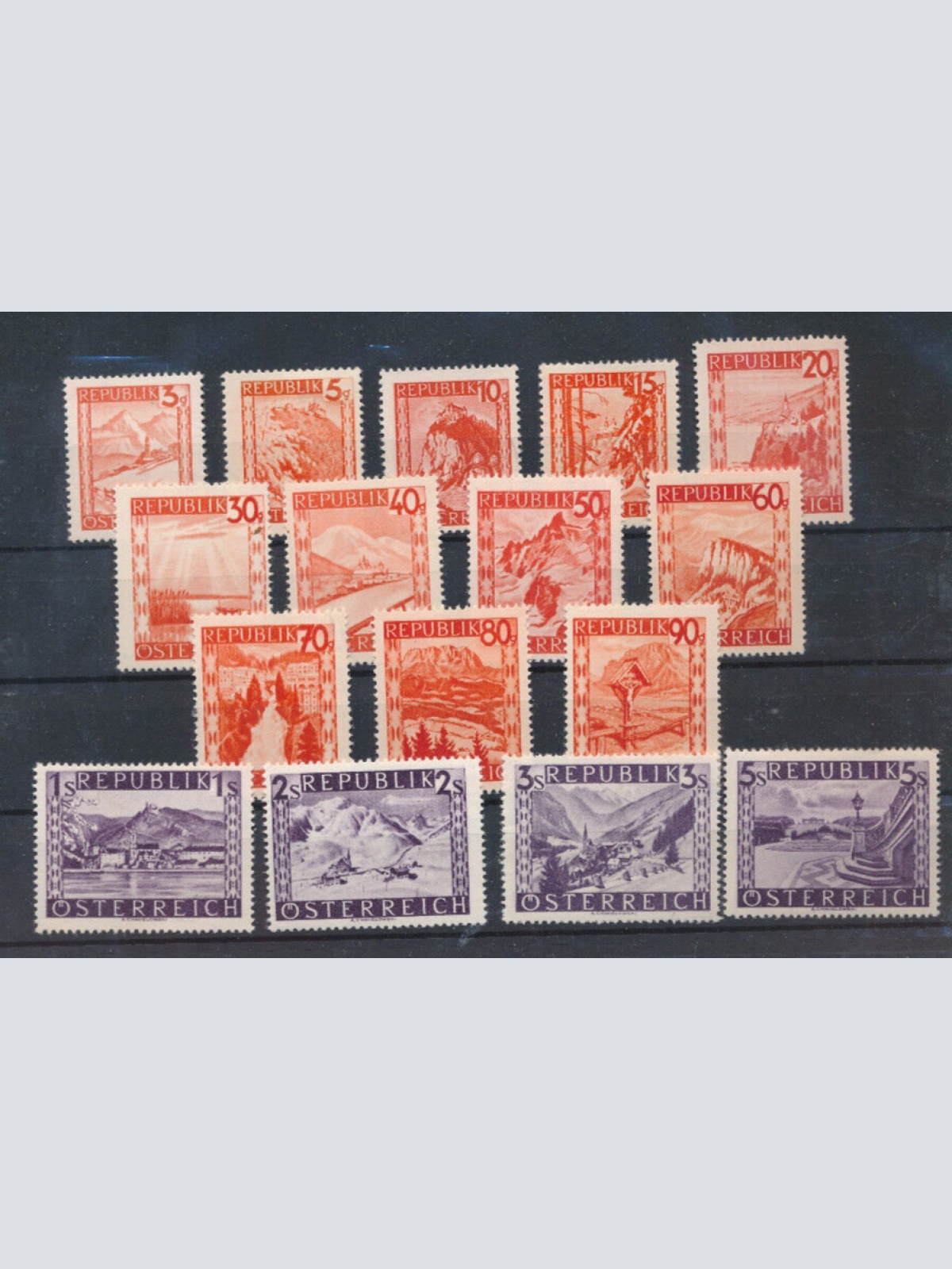 Freimarken 1947 Orangene Lanschaft ANK 847 - 862 gestempelt (5515)