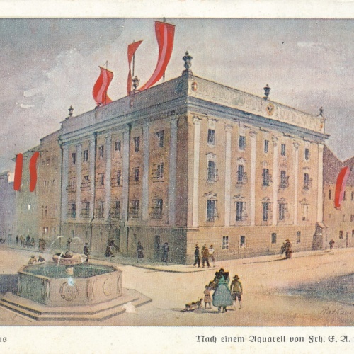 AK, Wels, Rathaus, Nach einem Aquarell, Oberösterreich (S1095)