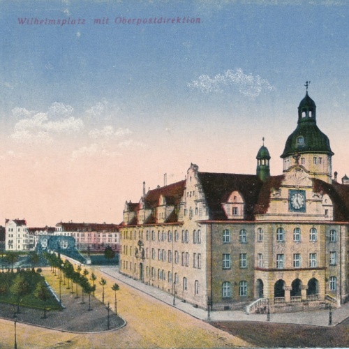 AK, Bamberg, Wilhelmsplatz mit Oberpostdirektion, Bayern (S1428)