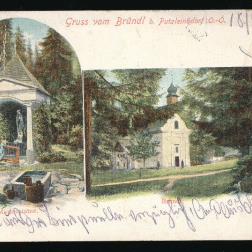 AK gruss vom Bründl bei Putzleinsdorf Oberösterreich (5287)