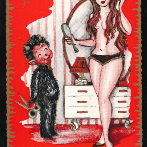 AK Gruß vom Krampus gleich wirst du Haare lassen (5672)