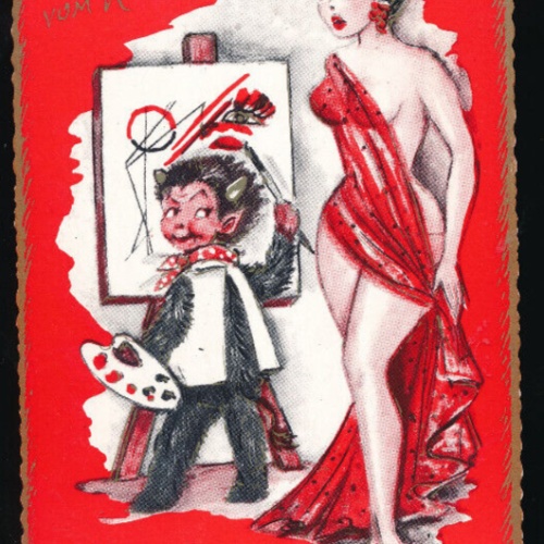 AK Gruß vom Krampus das Modell seine Kurven vermißt (5675)