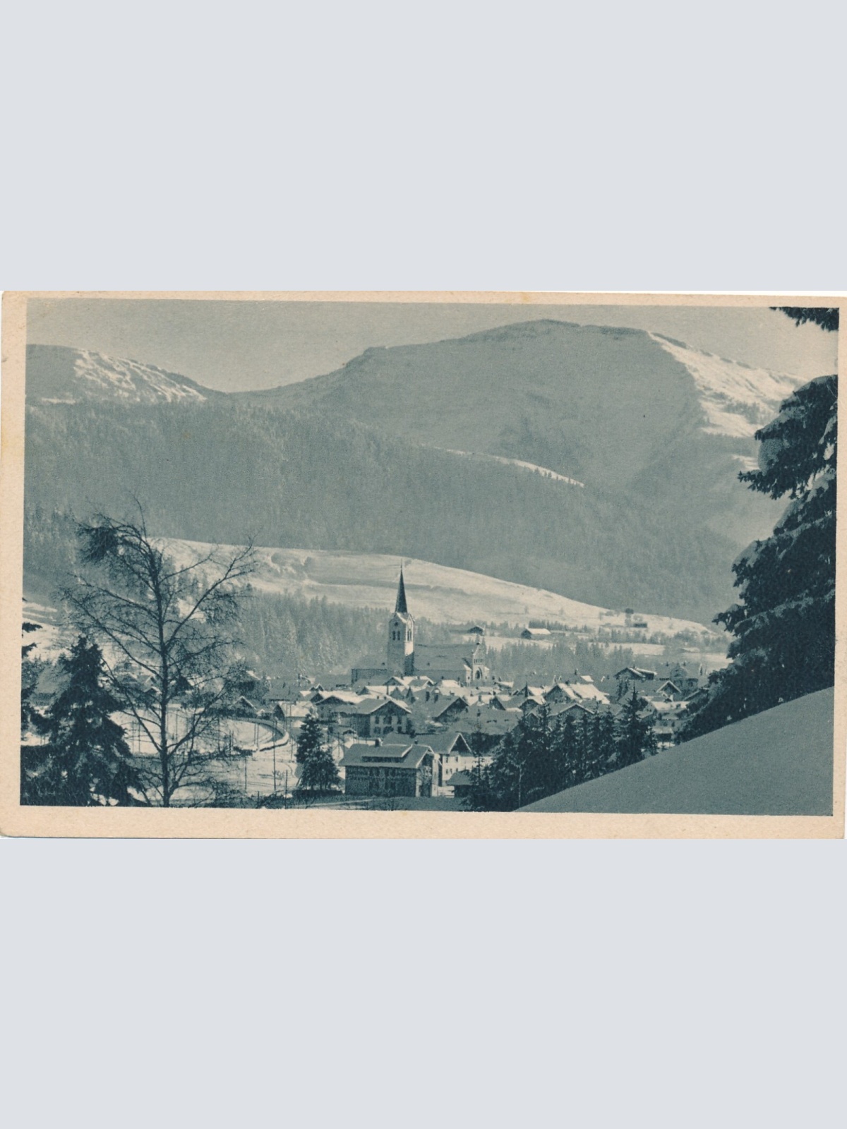 AK, Wintersportplatz Oberstaufen im Allgäu mit Hochgrat (S1494)