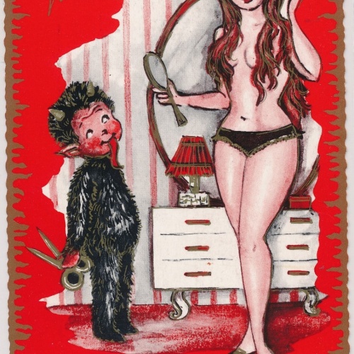 AK, Gruß vom Krampus, Gleich wirst du Haare lassen kurze werden besser (S1503)