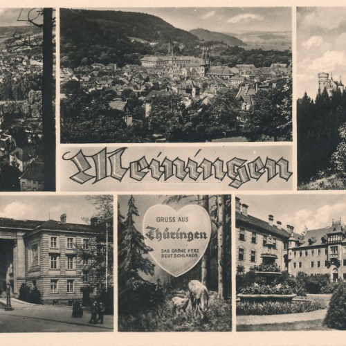 AK, Gruß aus Thüringen, Das Grüne Herz Deutschlands, Meiningen (S1255)