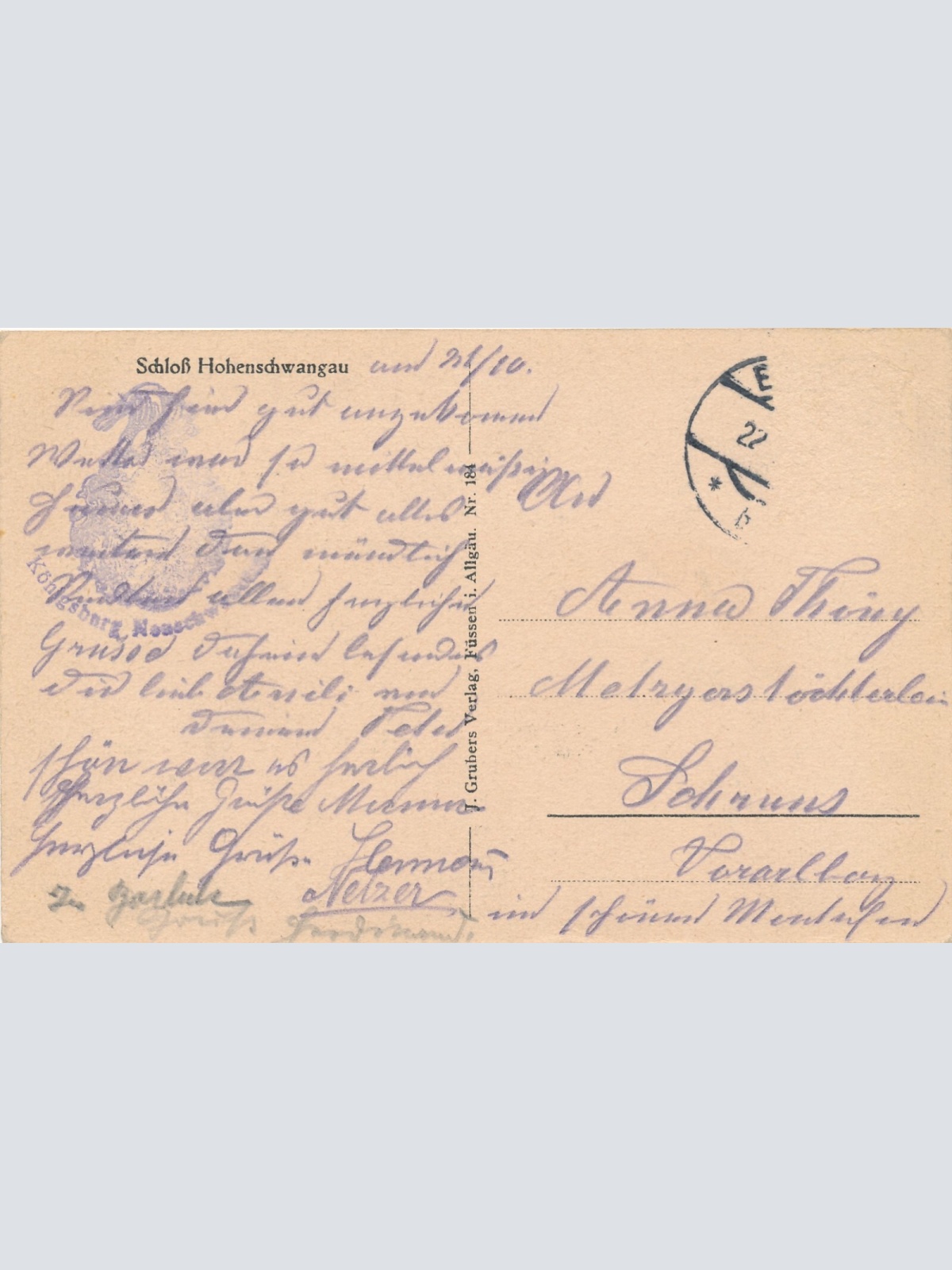 AK, Schloss Hohenschangau, Bayern (S1270)