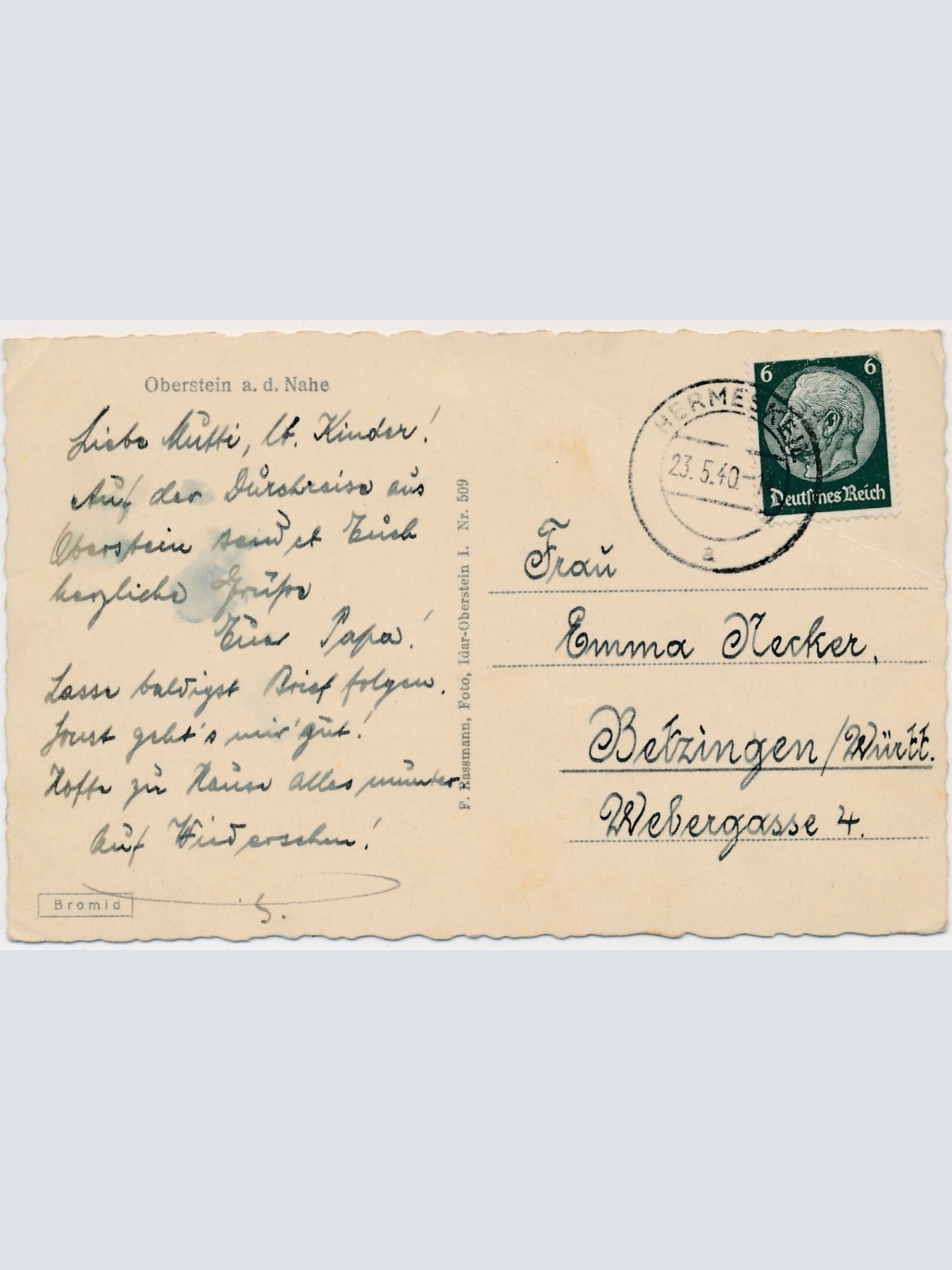 AK, Oberstein an der Nahe, mit Schloss und Felsenkirche (S1660)