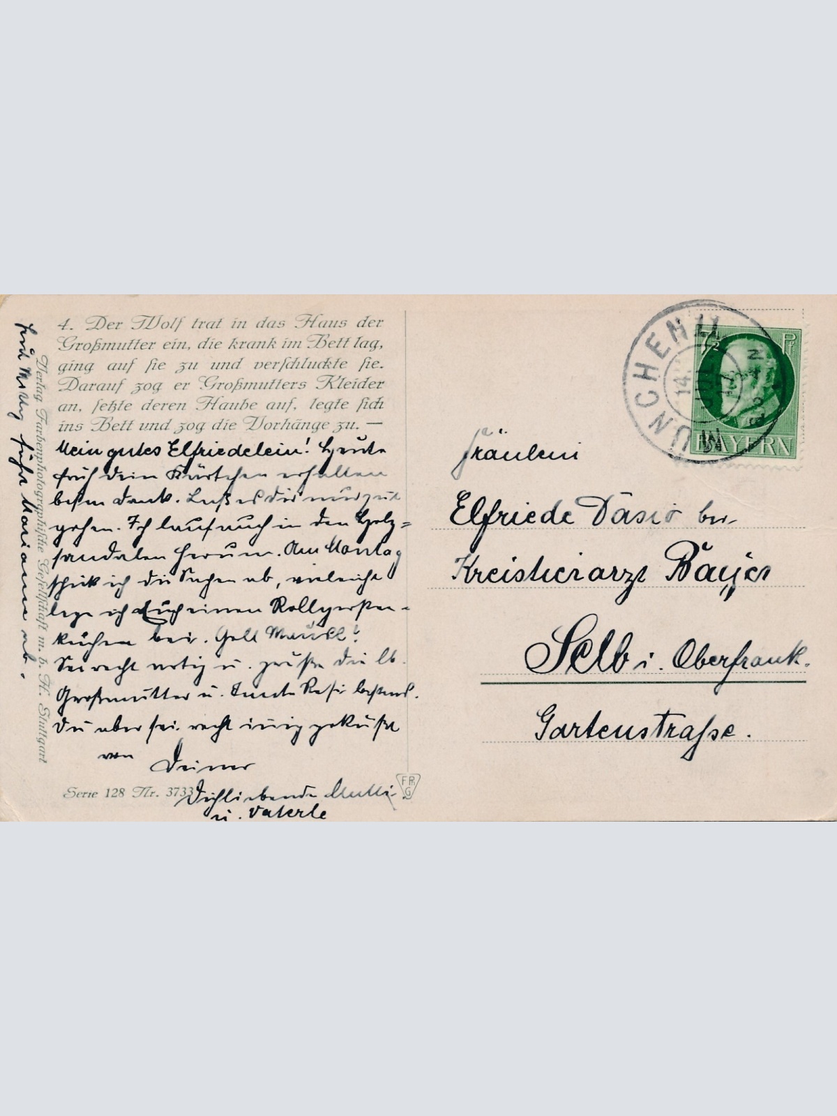 AK, Brüder Grimm, Rotkäppchen, Wolf verkleidet sich (S1643)