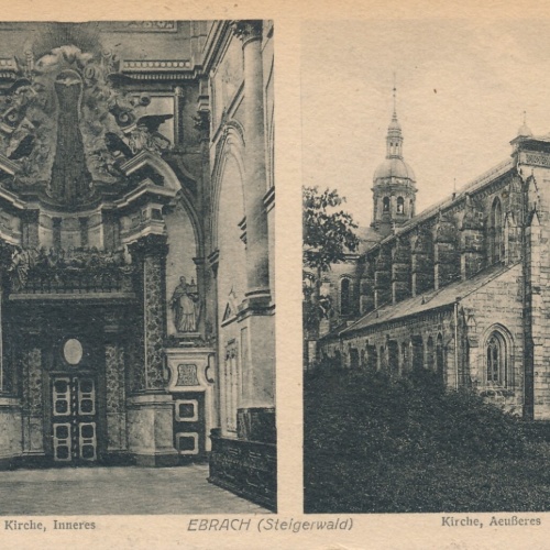 AK, Ebrach, Steigerwald, Kirche Äußeres und Inneres, Bayern (S1614)