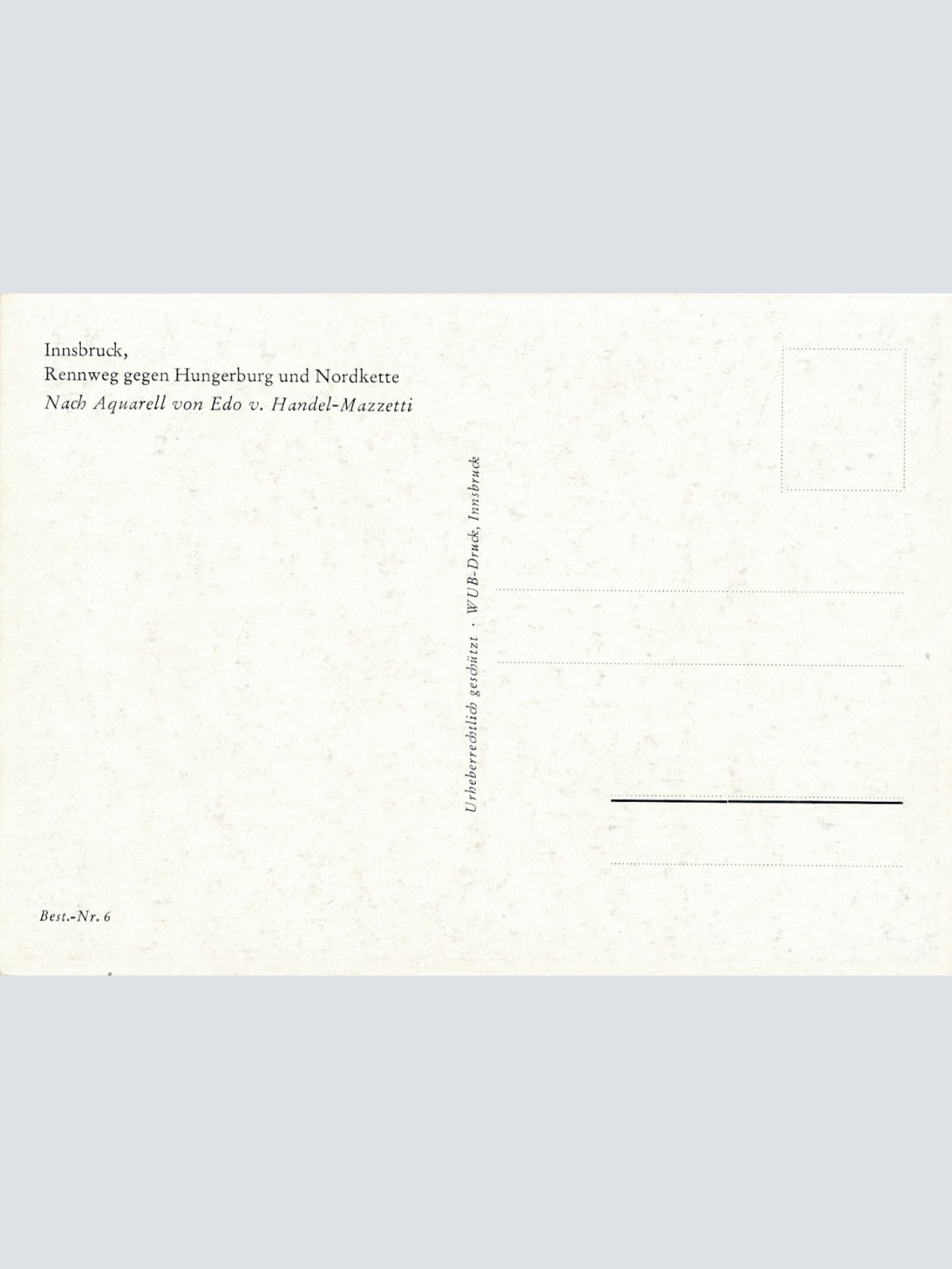 Künstlerkarte, Innsbruck, Rennweg gegen Hungerburg und Nordkette, Tirol (S1551)