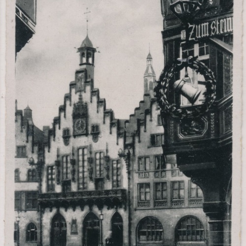 AK, Frankfurt am Main Durchblick vom Alten Markt auf den Römer, Hessen (S1578)