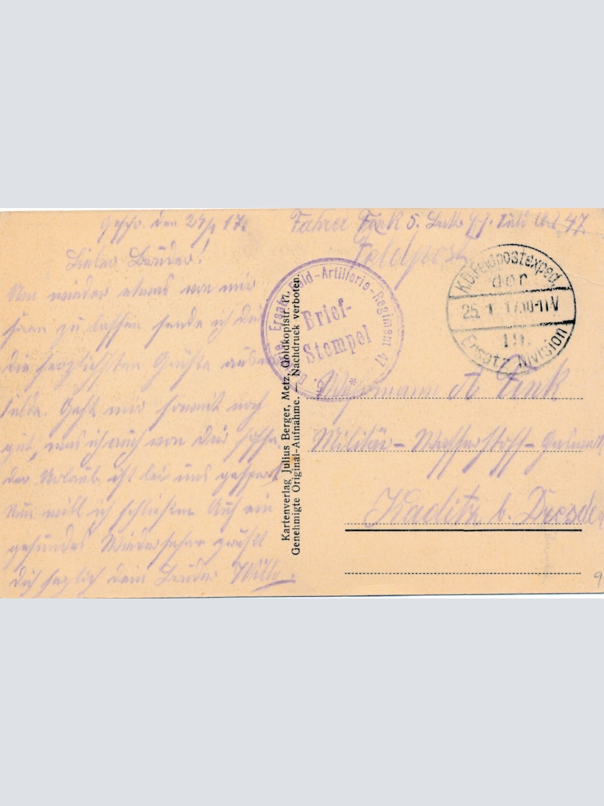 AK, Maskenweg von Etain nach Fromezey, Frankreich (S1917)