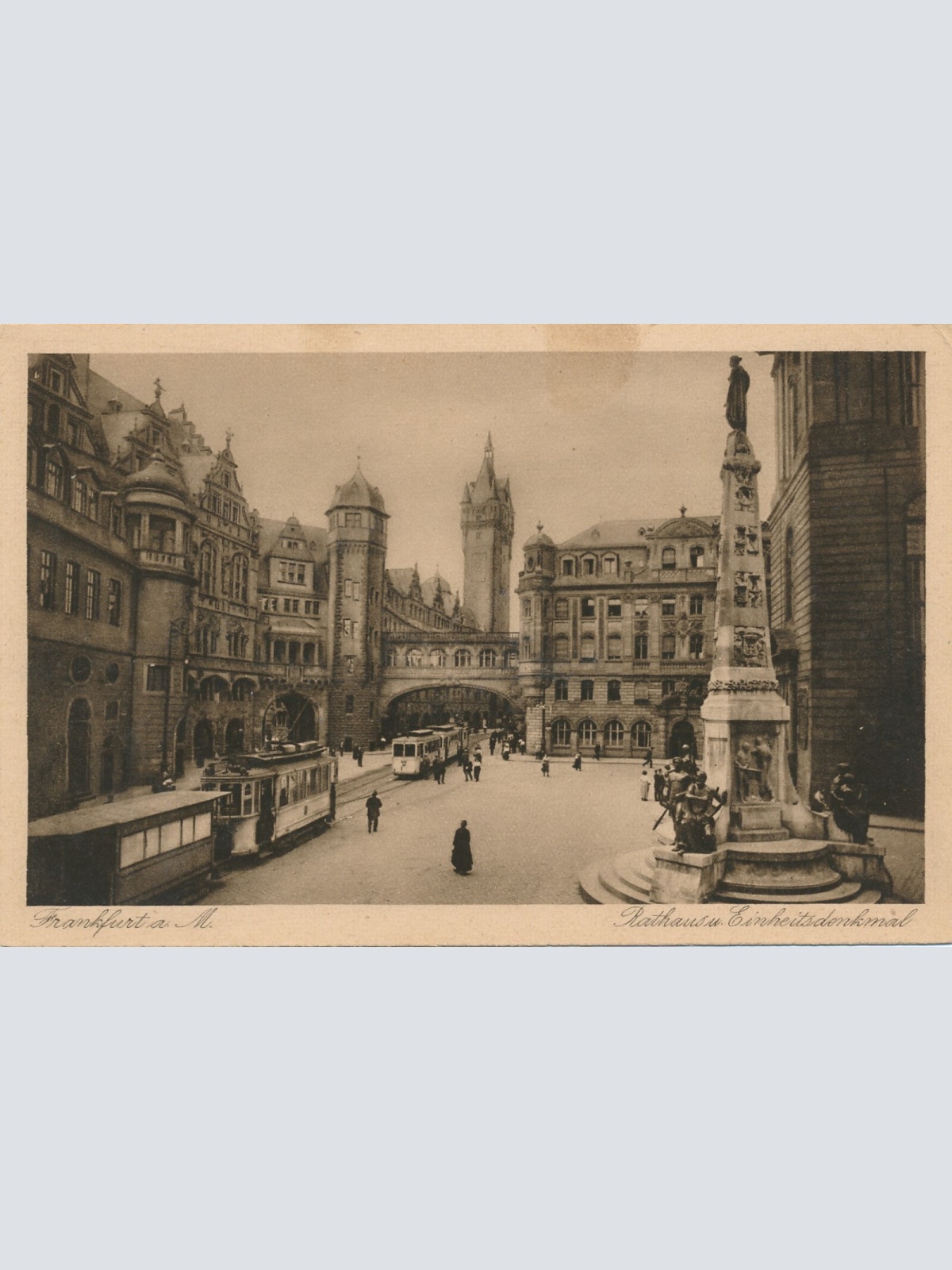 AK, Frankfurt am Main, Rathaus u. Einheitsdenkmal, Hessen (S1539)