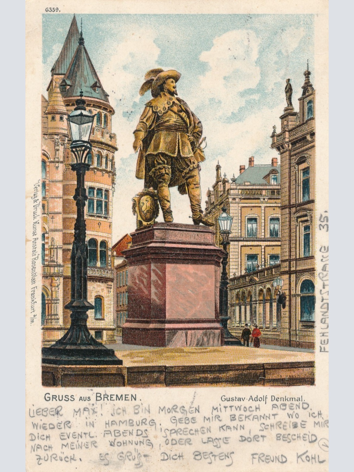 AK, Gruß aus Bremen, Gustav Adolf Denkmal (S1912)