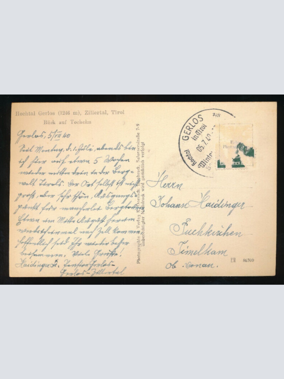 AK aus Gerlos im Zillertal Tirol (5780)