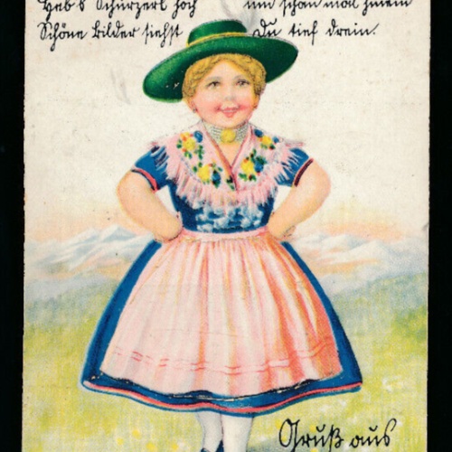 Leporello - Karte gruß aus Salzburg Mädchen in Tracht (5958)