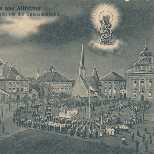 AK, Gruß aus Altötting, Lichterprocession um die Gnadenkapelle, Bayern (S1724)