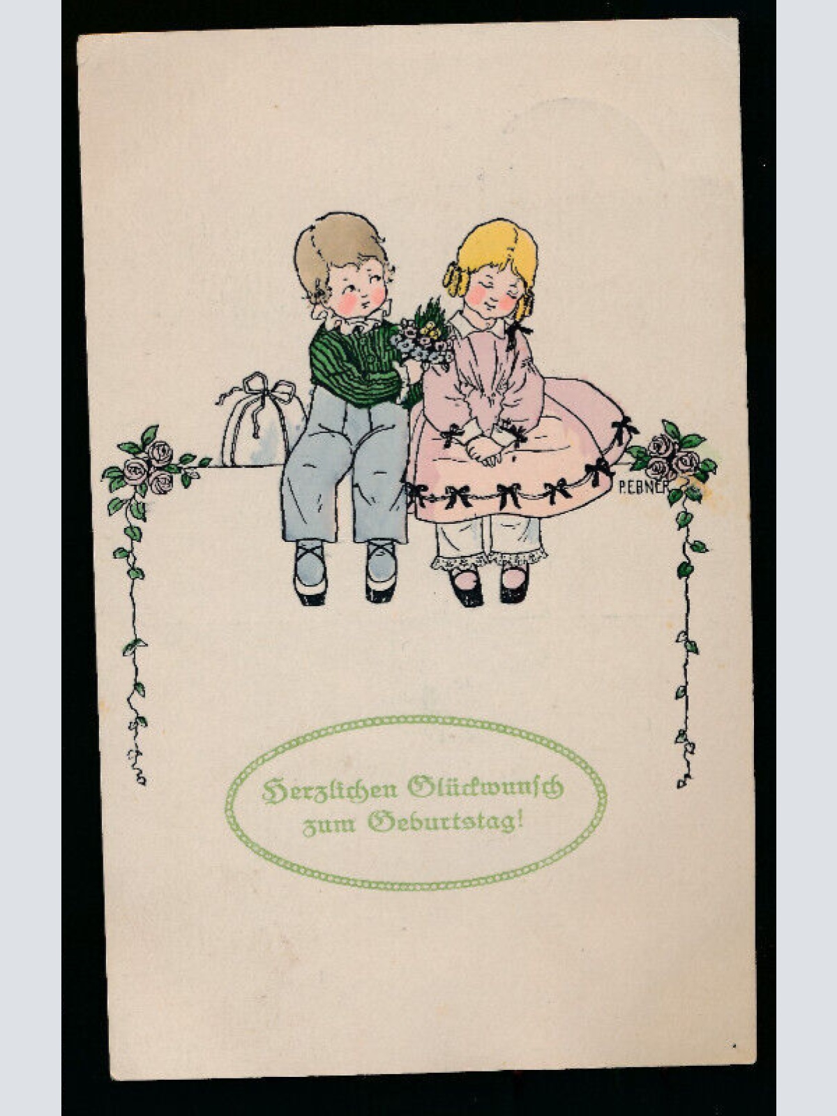 Künstler - Karte von Pauli Ebner Herlichen Glückwunsch zum Geburtstag (5750)