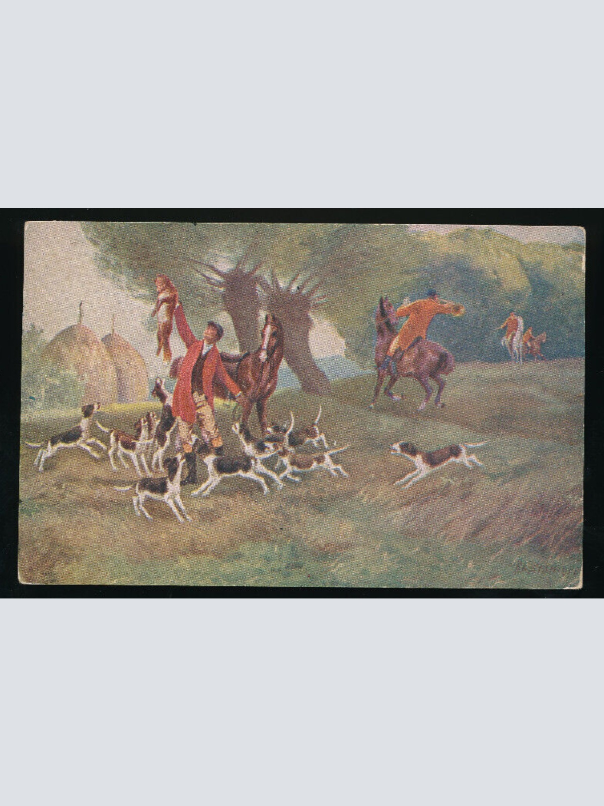 Jagt - Karte Jäger mit Beute und Hunde (5757)