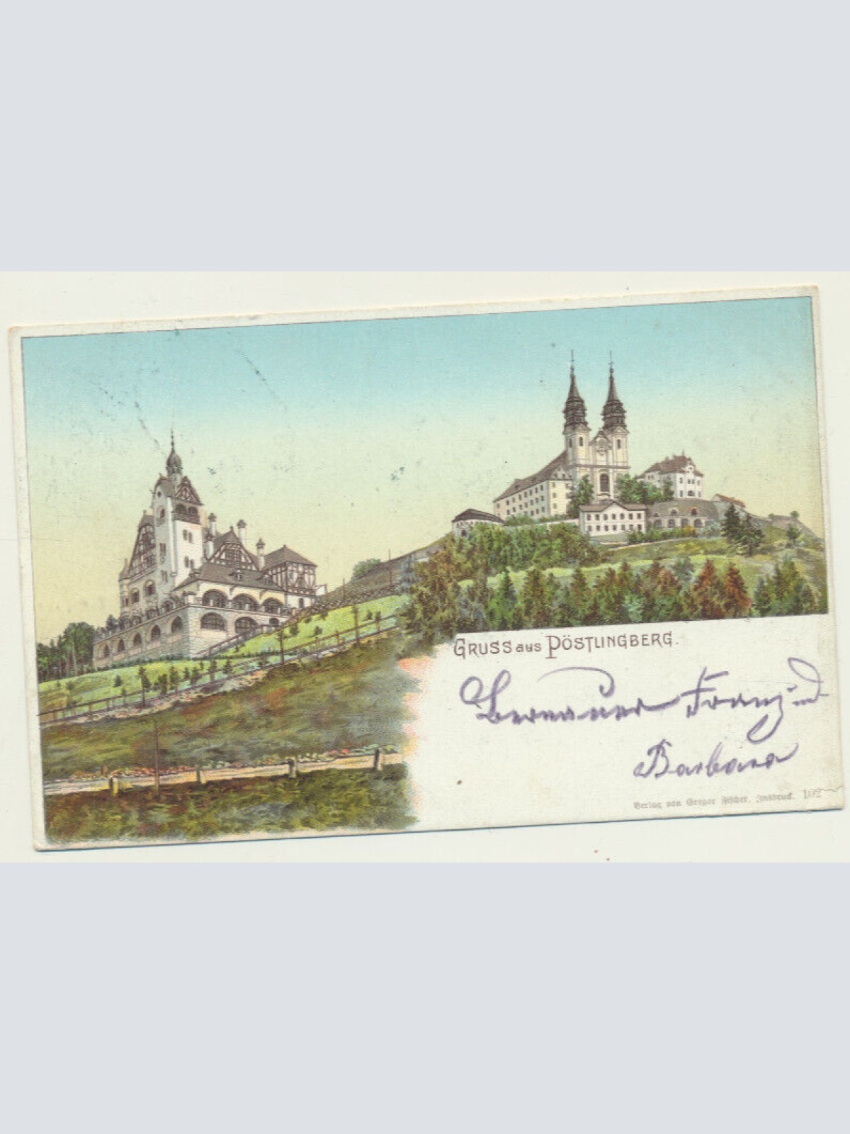 Litho - Karte gruss aus Pöstlingberg Oberösterreich (6226)