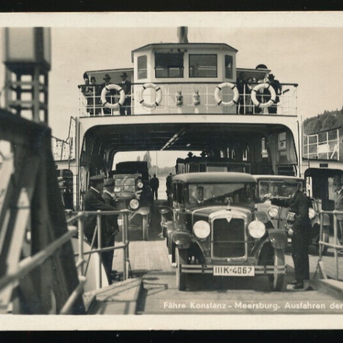 AK aus Konstanz mit Fähre und Oldtimer Alte - Autos Baden - Württemberg (5971)